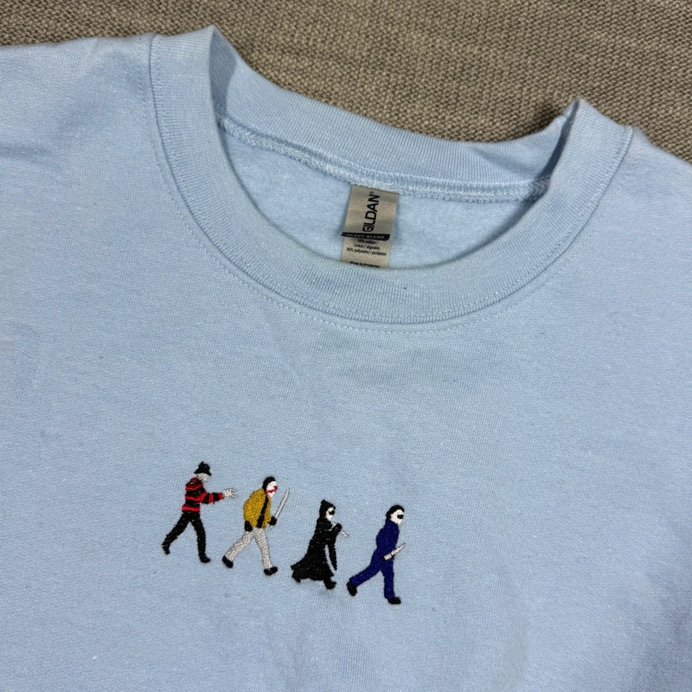 Embroidered Horror Killer Squad Abbey‎ Road Unisex Medium Sweatshirt Crewneck